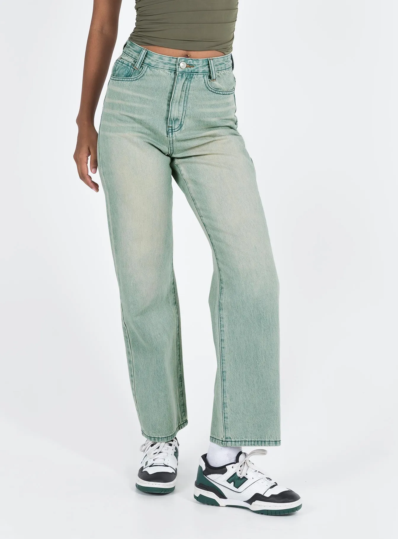 Customizable Hem Options Clear The Air Jeans Light Wash Denim