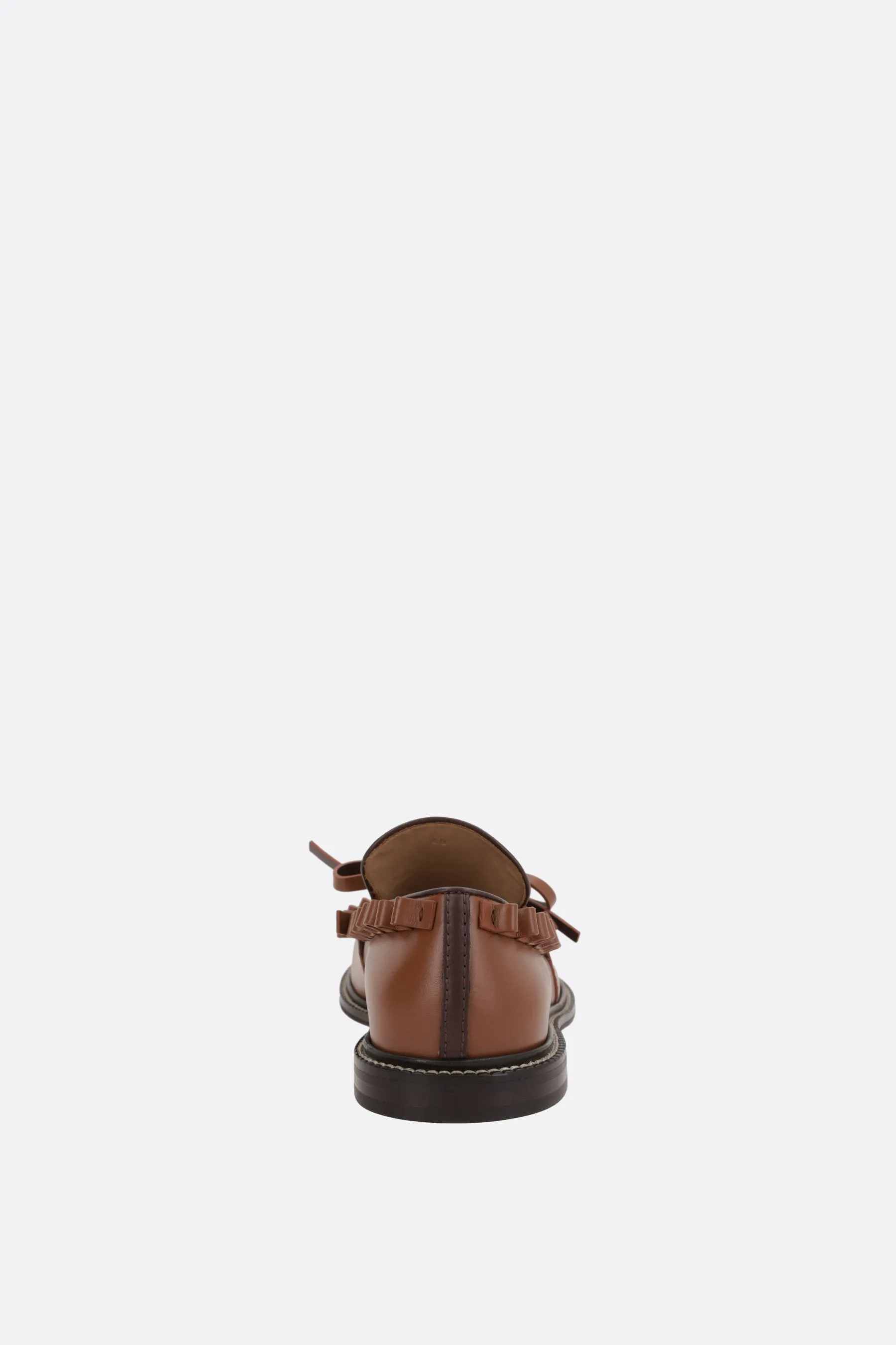 March Step smooth leather loafer with ruffle detail