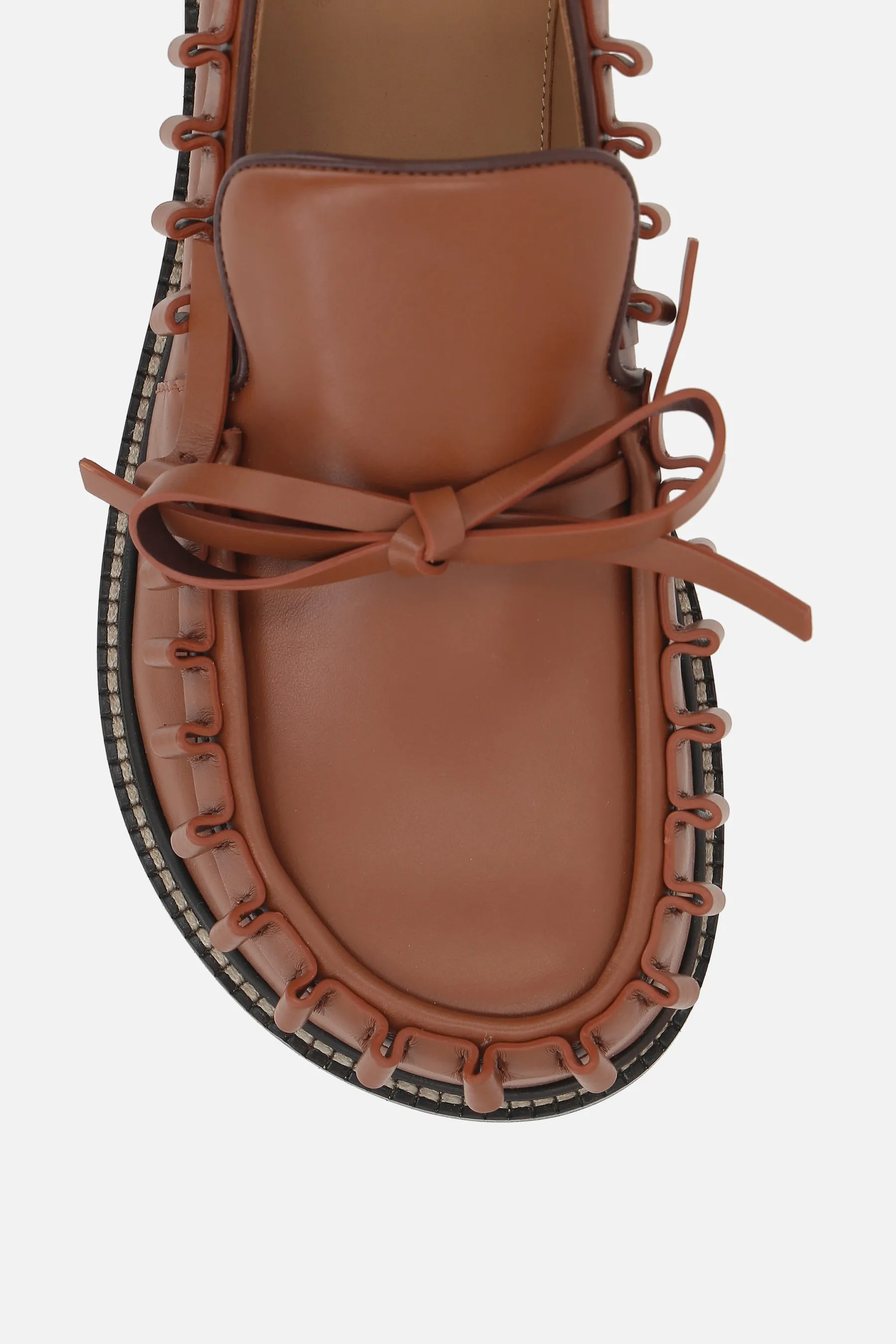 smooth leather loafer with ruffle detail Lake Side