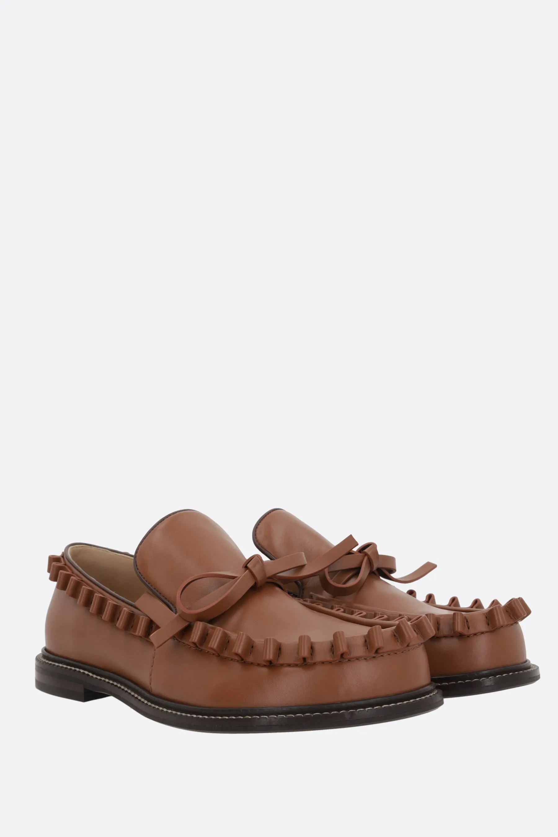 Hop Step smooth leather loafer with ruffle detail