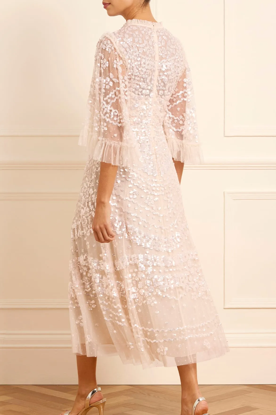 Pleat-Front Edge Detail Anais Sequin Ballerina Dress