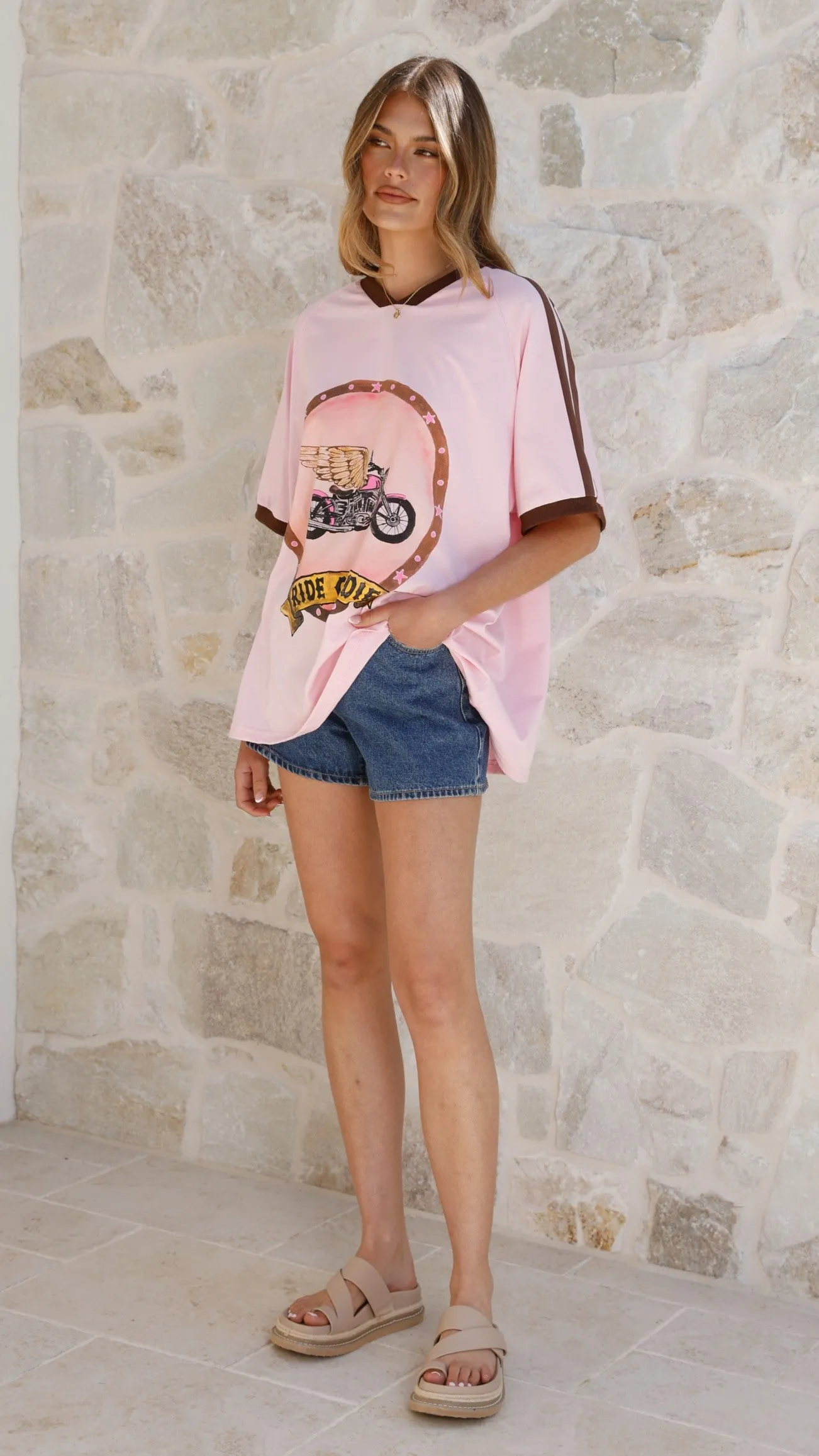 Avis Oversized Tee - Ride or Die Print AbrasionFree Edging