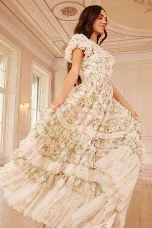 Colette's La Vie En Rose Round Neck Short Sleeve Gown Vibrant color