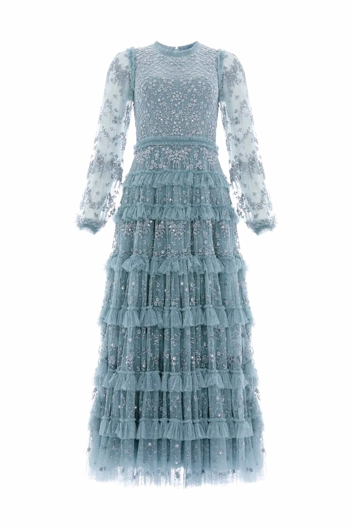 Draped Silhouette Season Ready Blossom Lace Ankle Gown