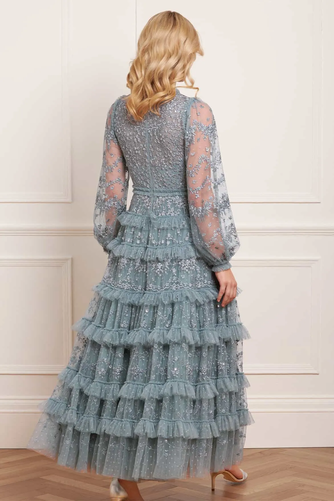 Glam Touch Blossom Lace Ankle Gown