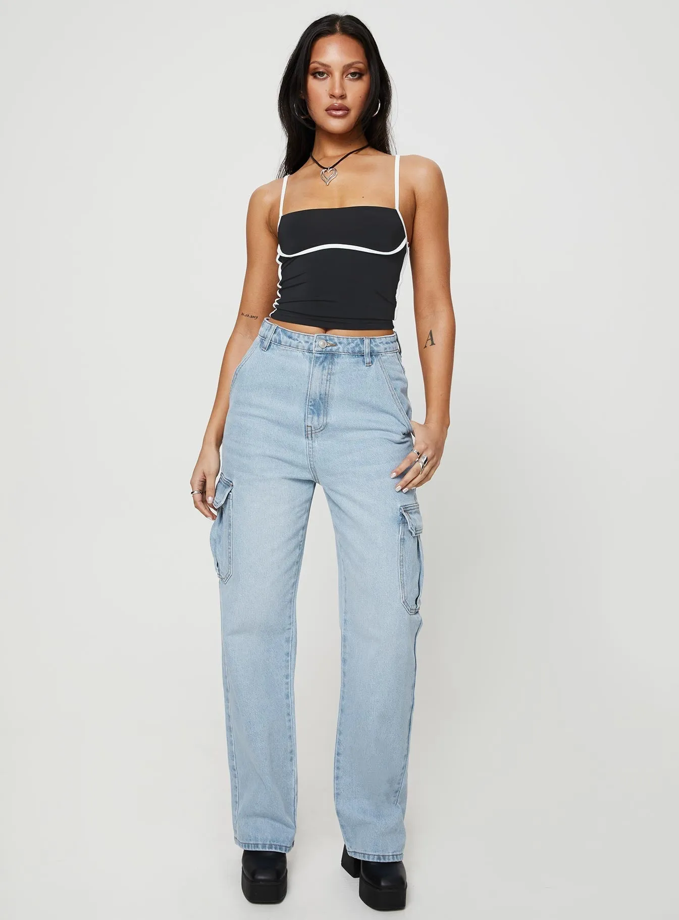 Belgrove Cargo Jeans Mid Wash Denim Tagless Design