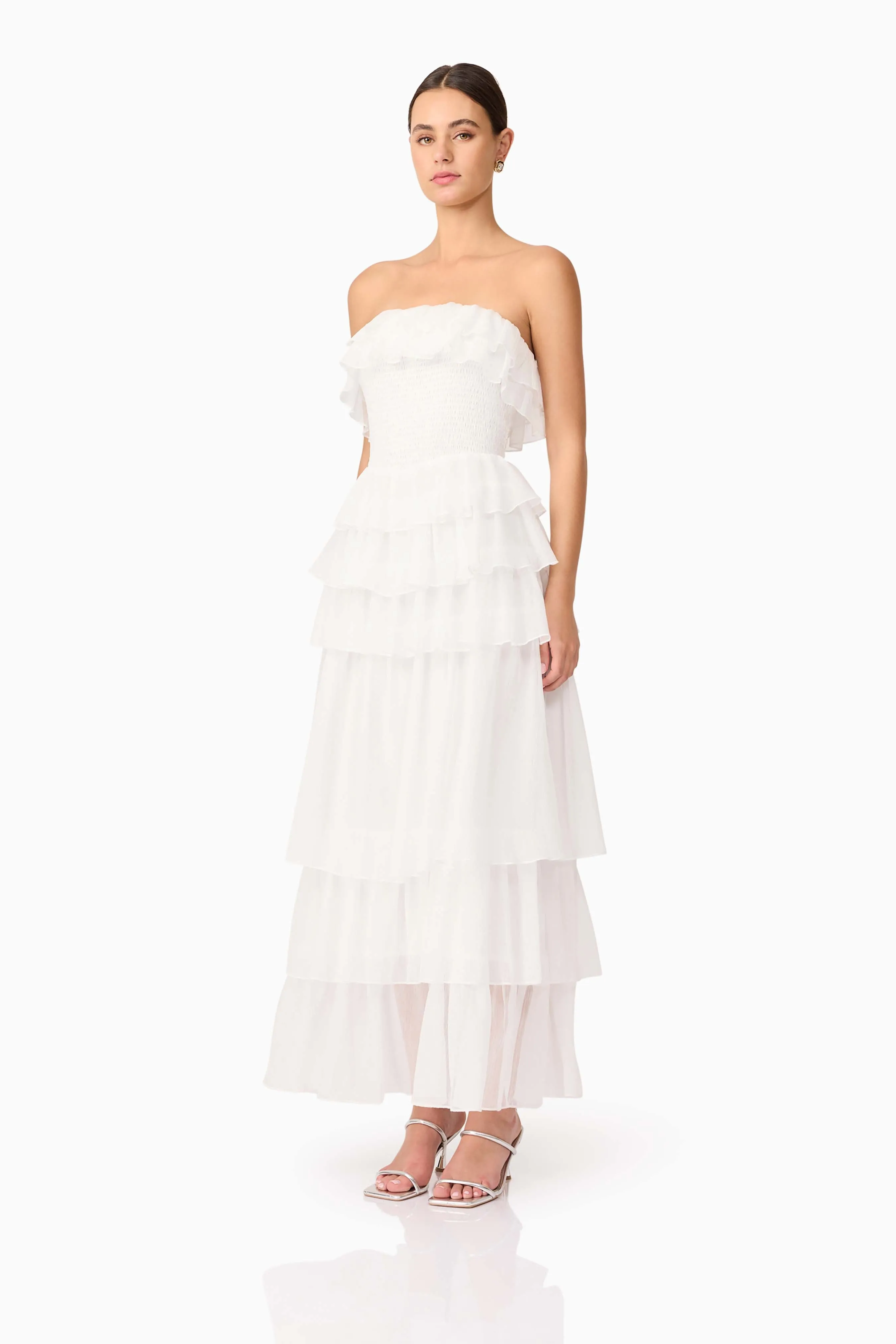 Body Positive Trendy Design Melissa Strapless Maxi Dress in White