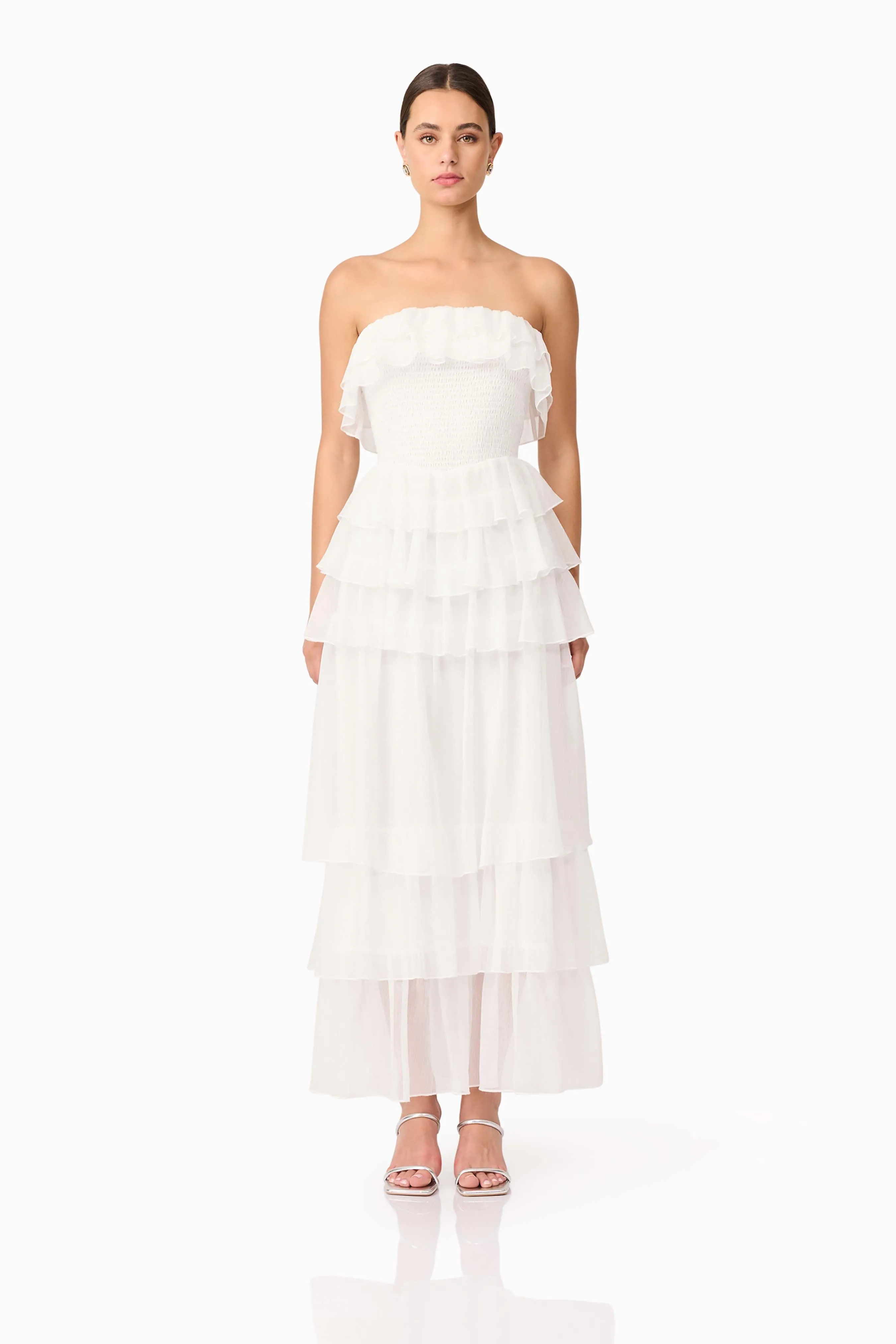 Casual Silhouette Melissa Strapless Maxi Dress in White