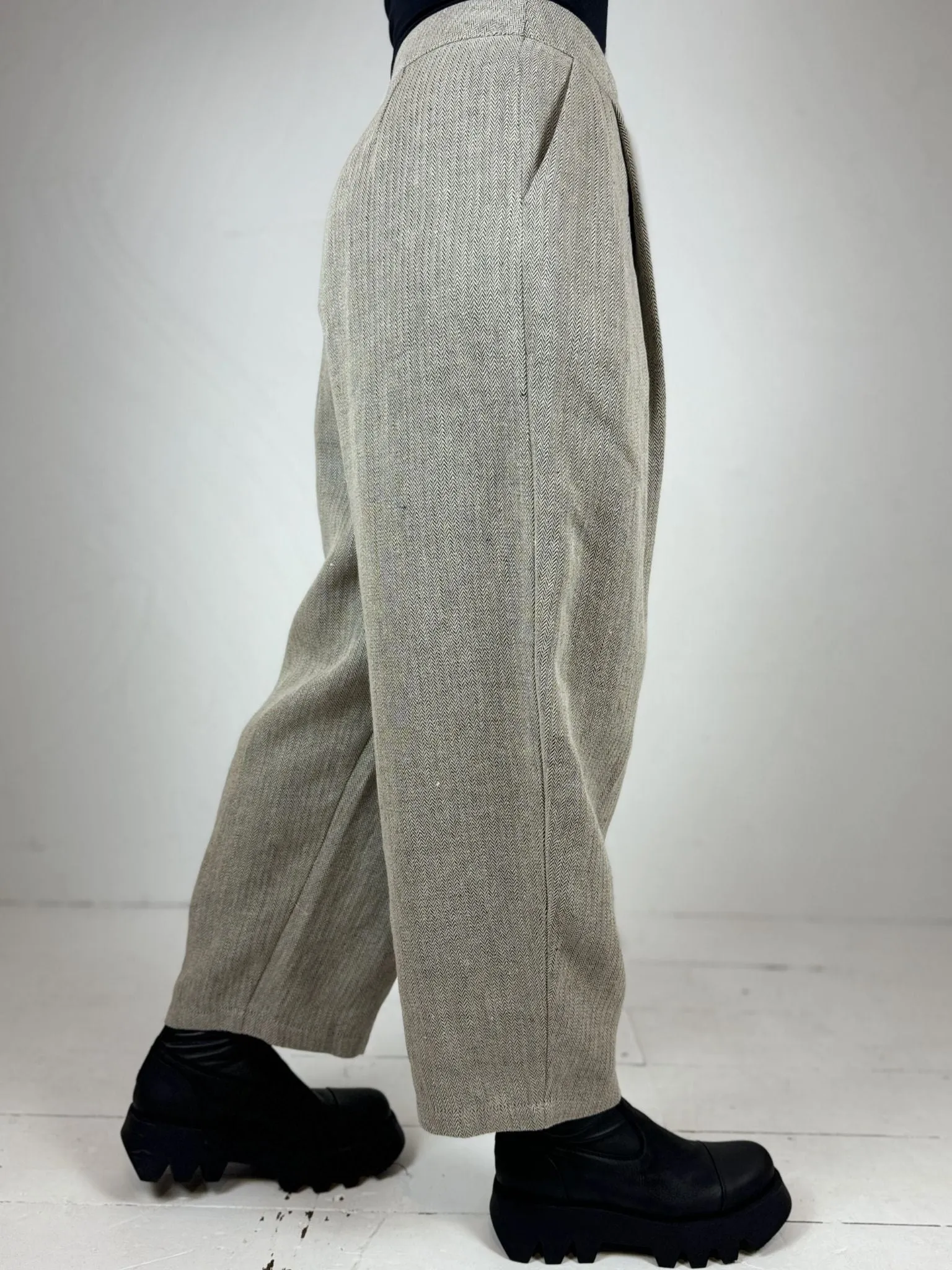 Nature Neona Herringbone Linen Trousers - 2 Colours Comfy Essentials Wear Noise Reduciting Fabric
