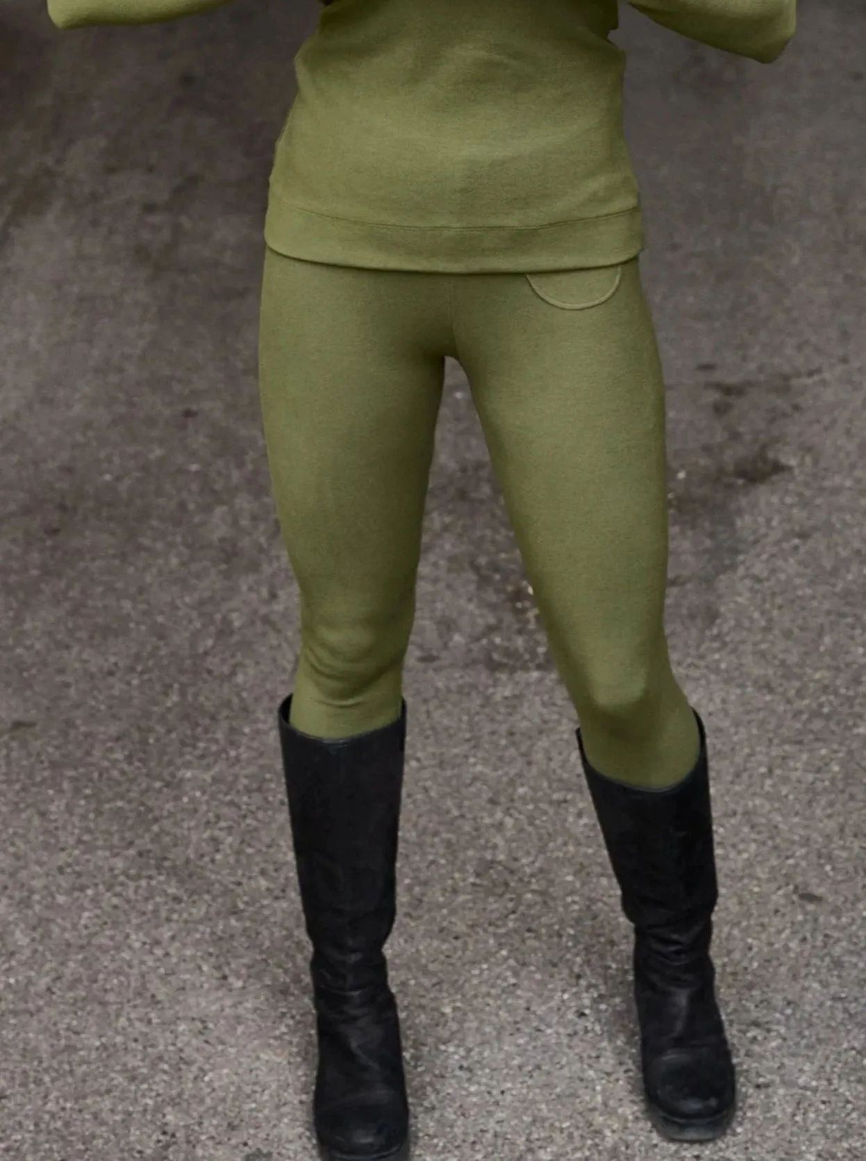 Henriette Steffensen 72304 Ribbed Organic Cotton Leggings - MOSS ResilientElasticBand Minimal Fit