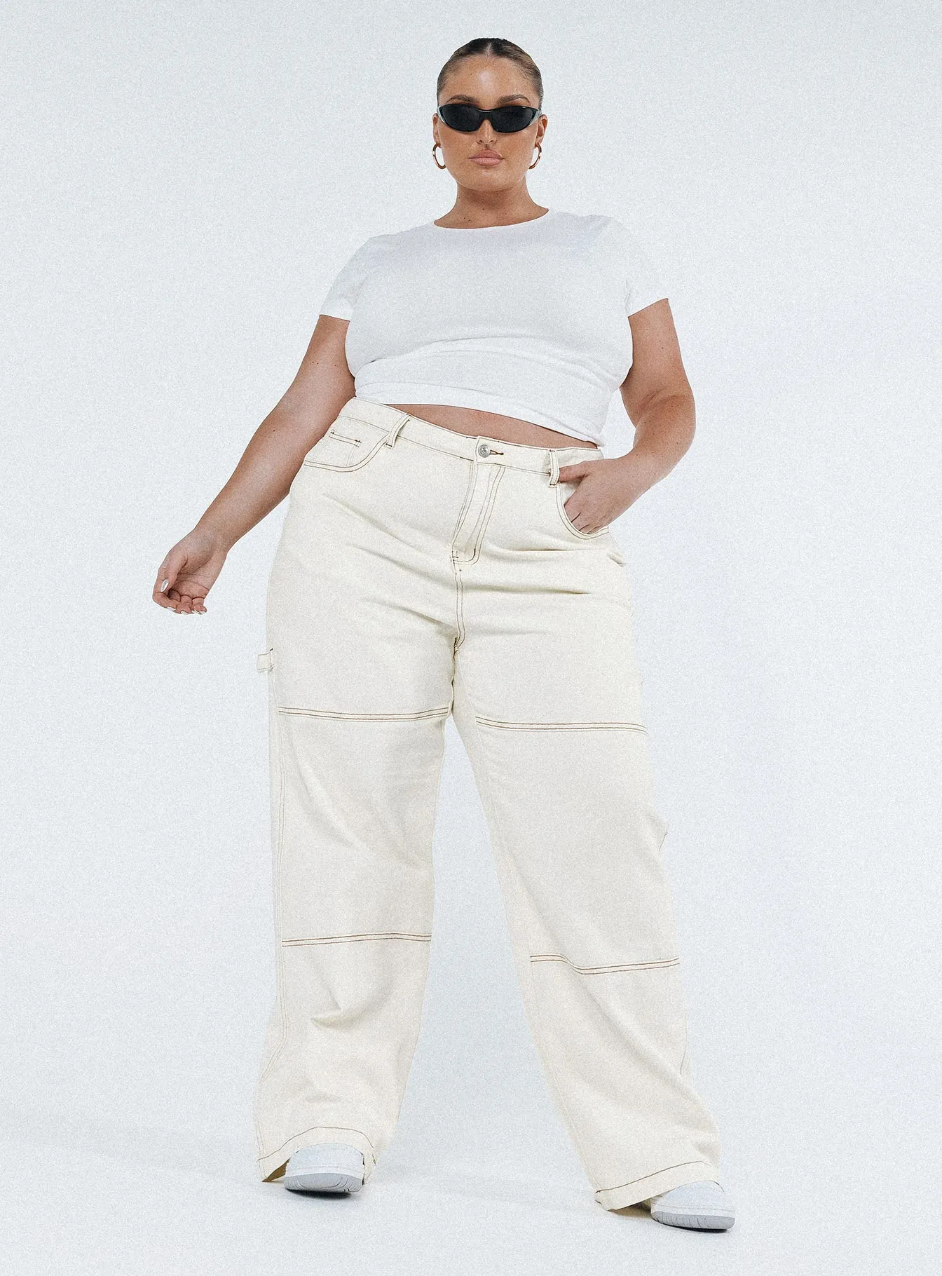 Daily Wear Festival Outfit High Quality Eco Friendly Copeland Jeans White Curve