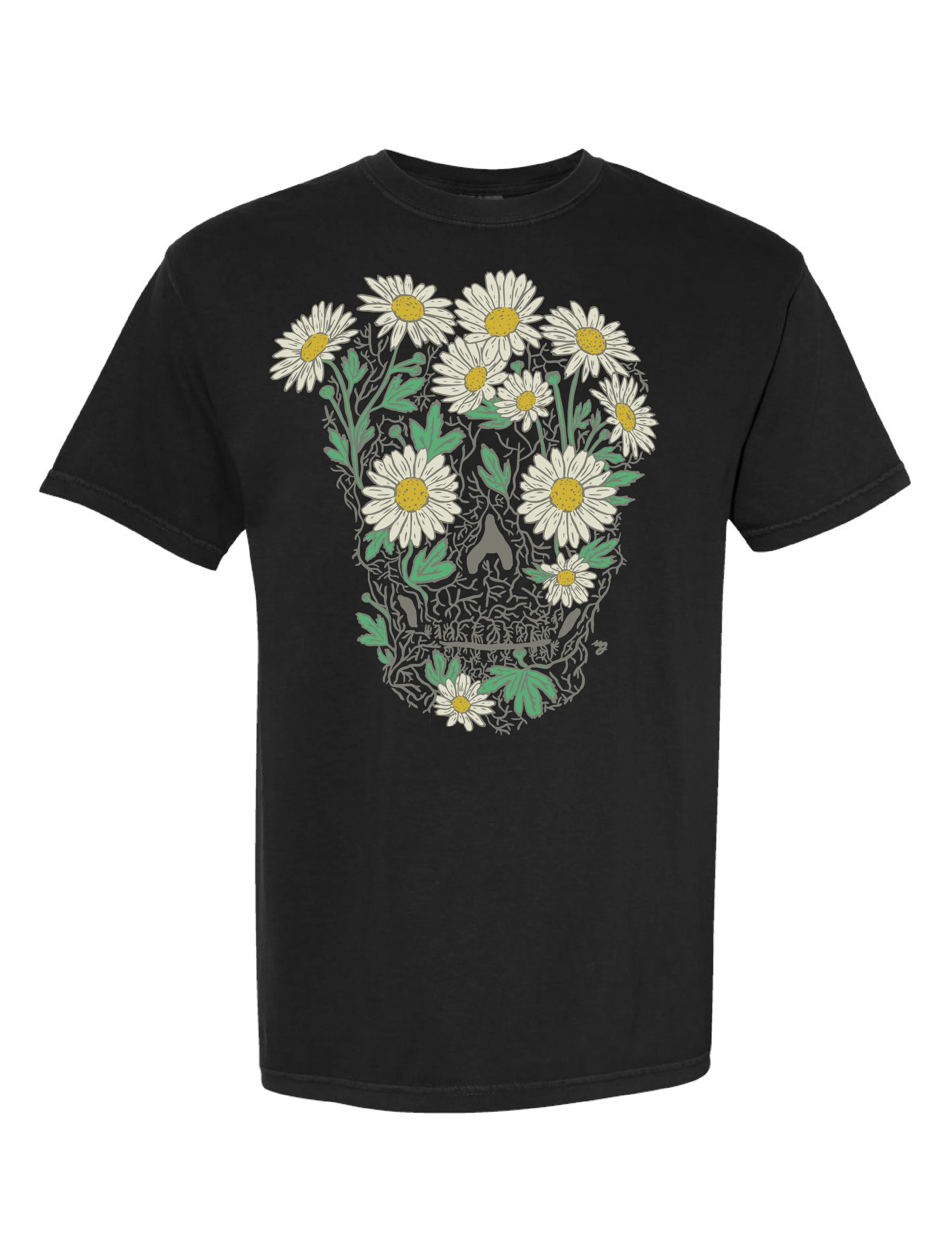 Beach Outfit Daisy Skull ?? Black Unisex T-Shirt