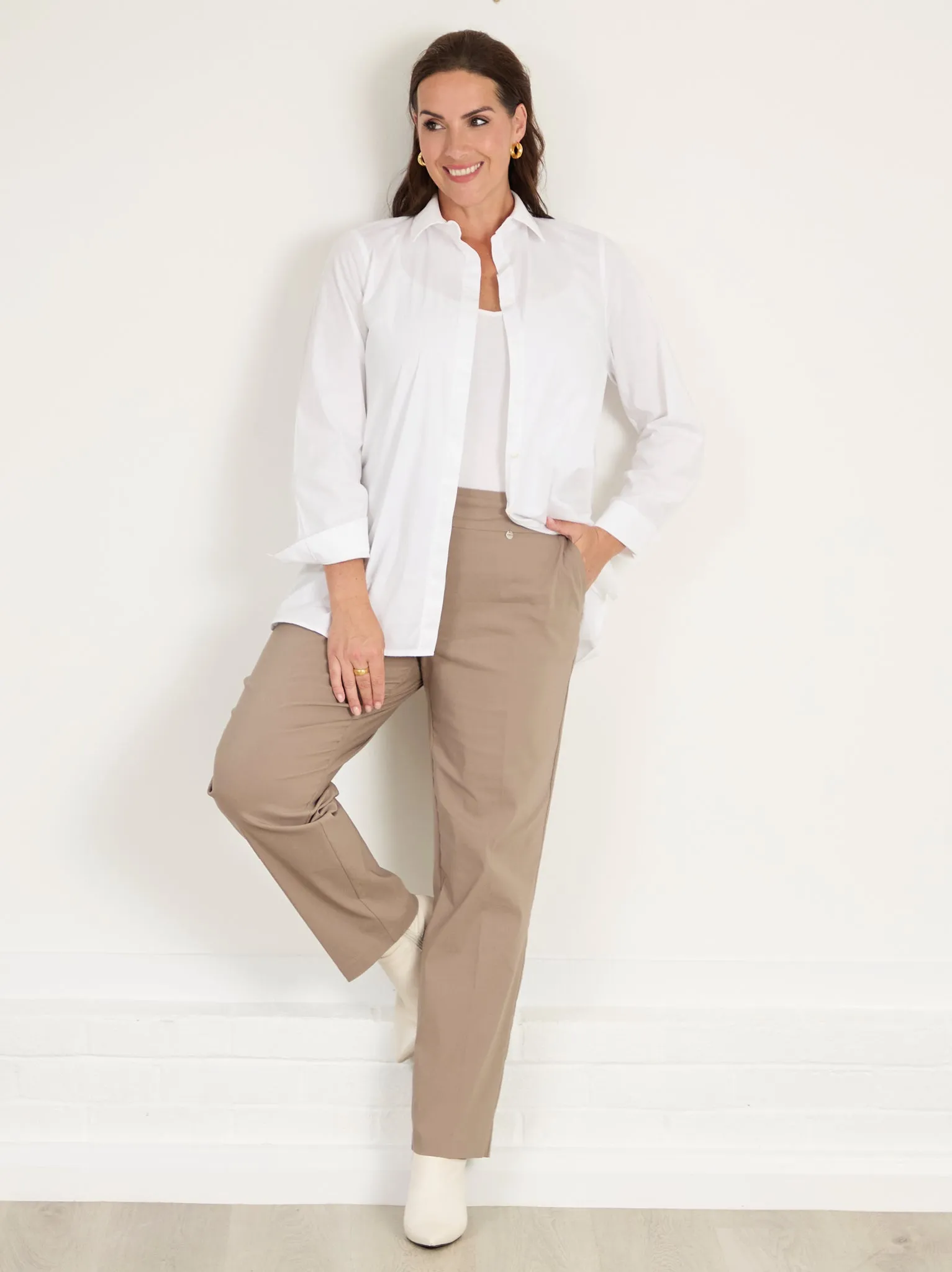 Training Wear Abrasion Resistant Material Diana by ROBELL Stretch Trouser - Taupe