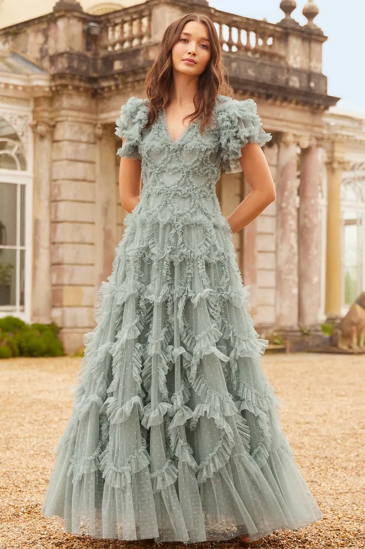 Clean Aesthetic Amorette V-Neck Gown