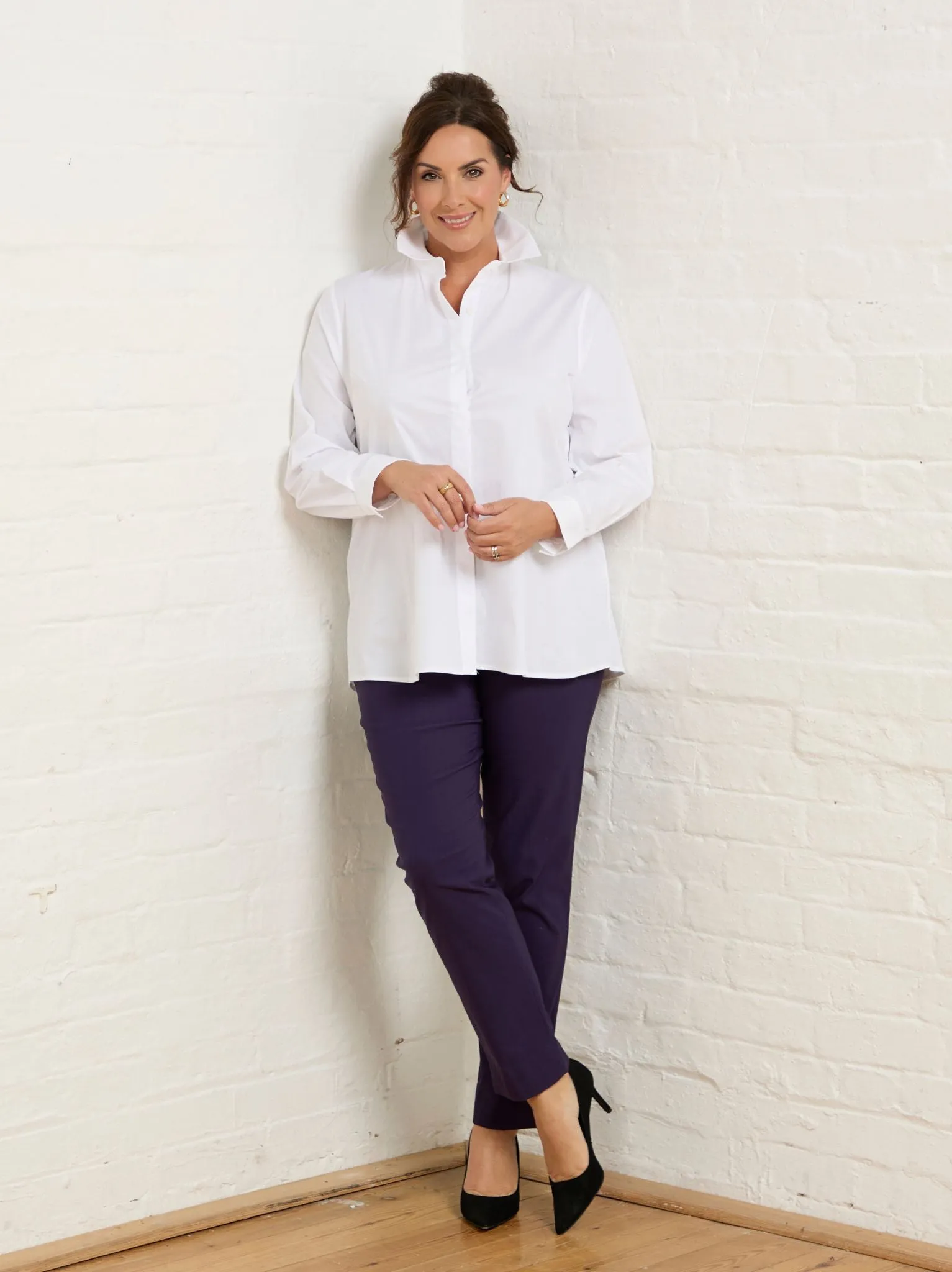 Marie FL by ROBELL Fleece Lined Trouser - Purple WrinkleFreeFinish