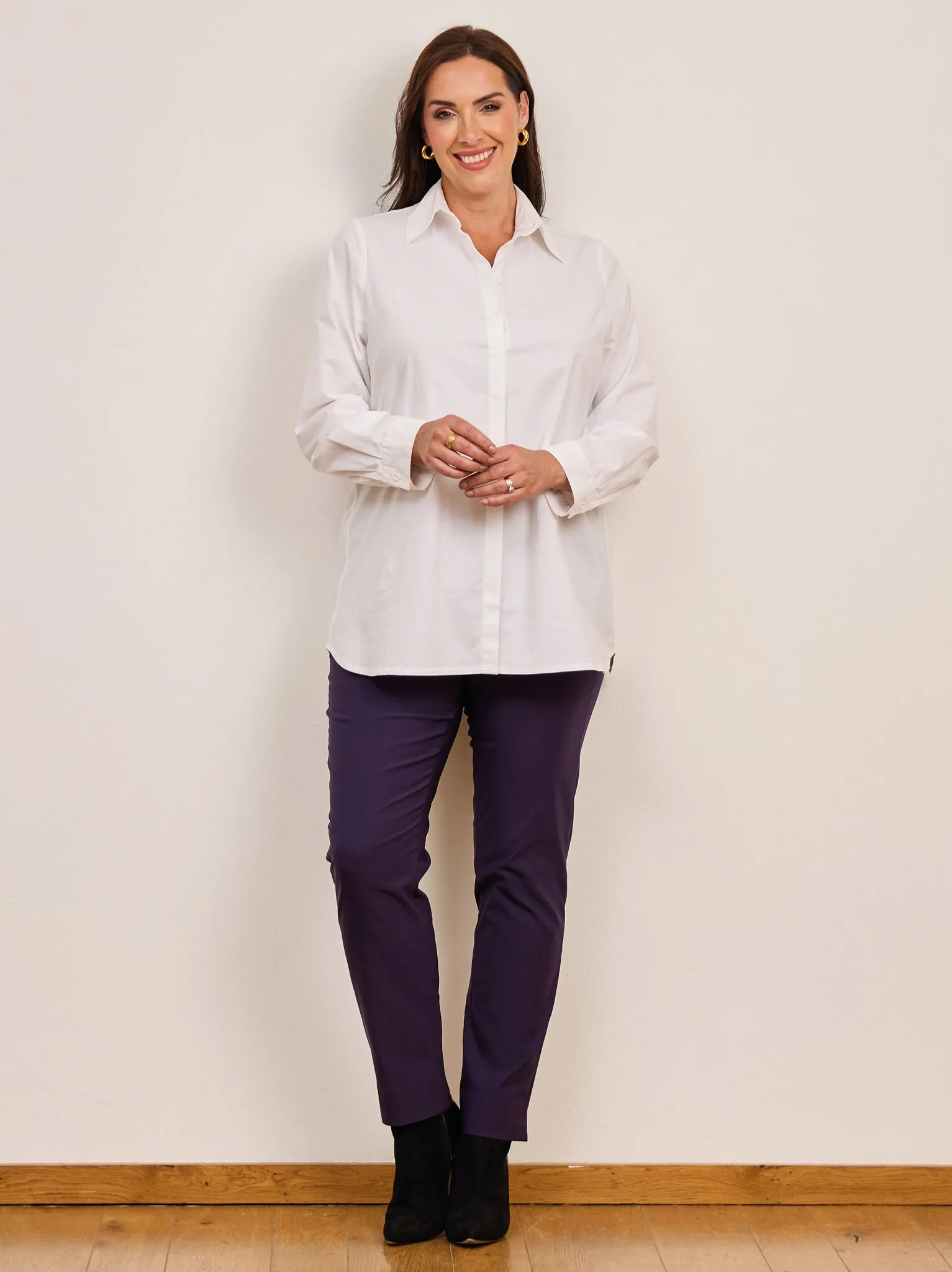 Smart Fit Slim Fit Design Marie FL by ROBELL Fleece Lined Trouser - Purple