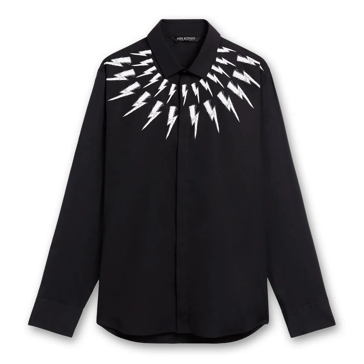 Holiday Outfit Style Sun Protection Neil Barrett - Fair-Isle Thunderbolt Shirt in Black