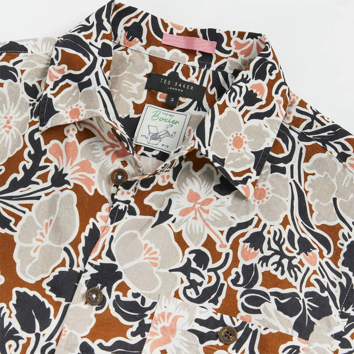 EnhancedDurabilityFinish Ted Baker - SITCOM SS Floral Shirt in Brown