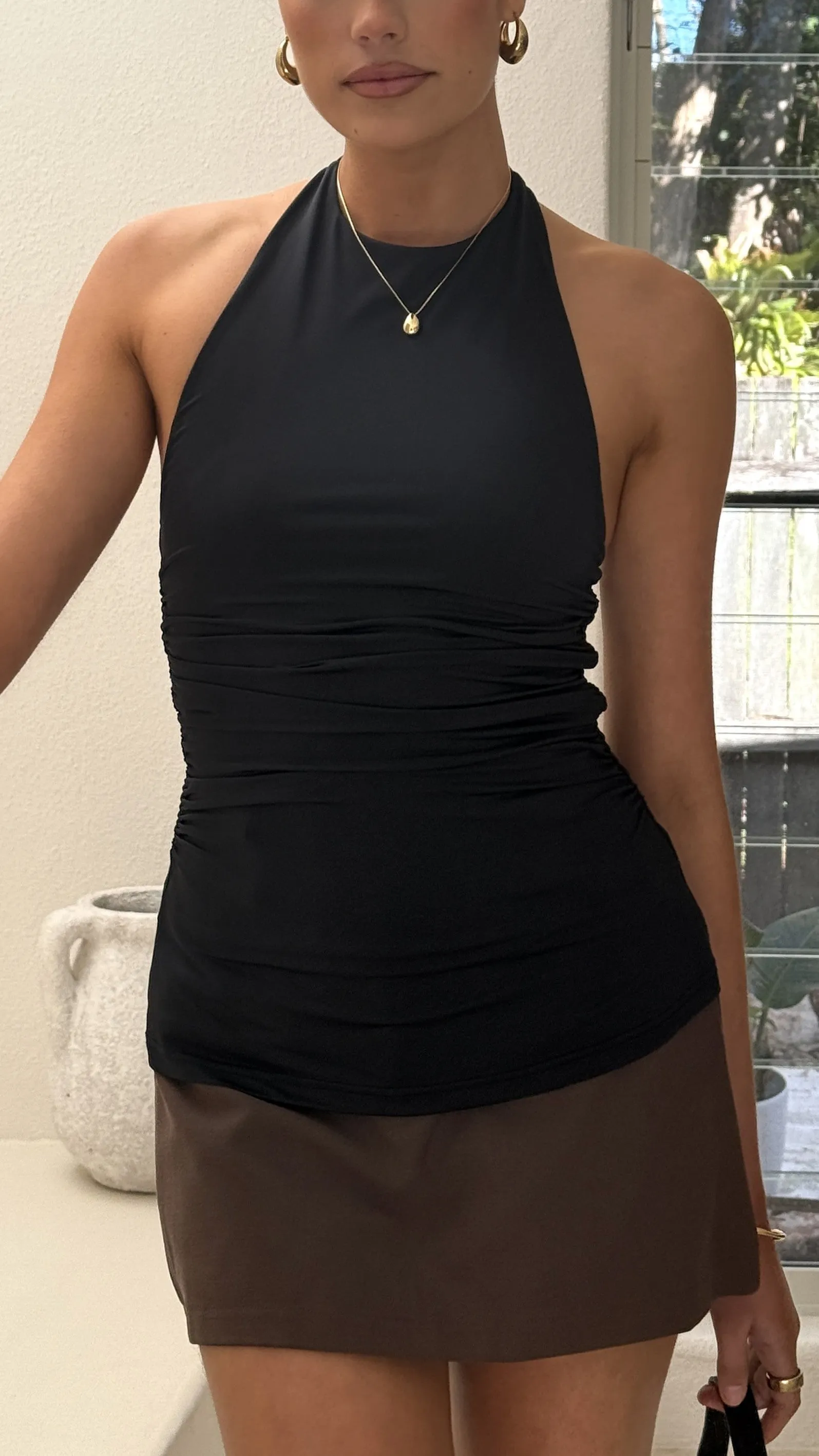 Ivy Halter Neck Top - Black LowProfile Weather Ready