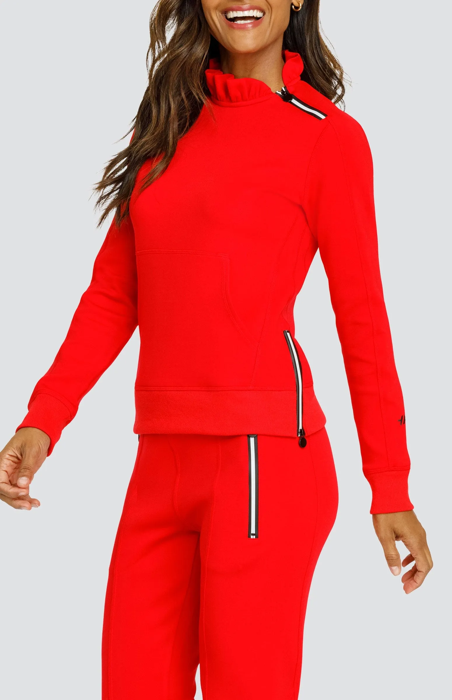 Condoleezza Dahlia Red Pullover Minimalist Design
