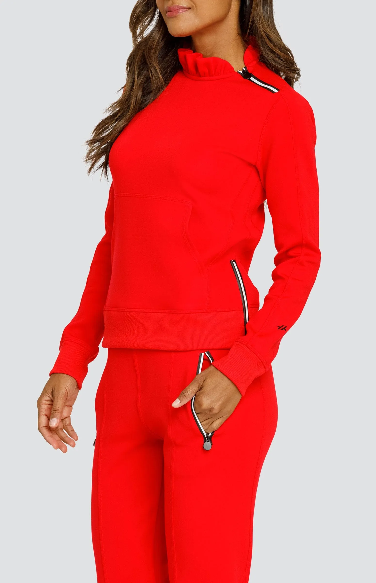 Garment Washed Texture Ultimate Comfort Condoleezza Dahlia Red Pullover