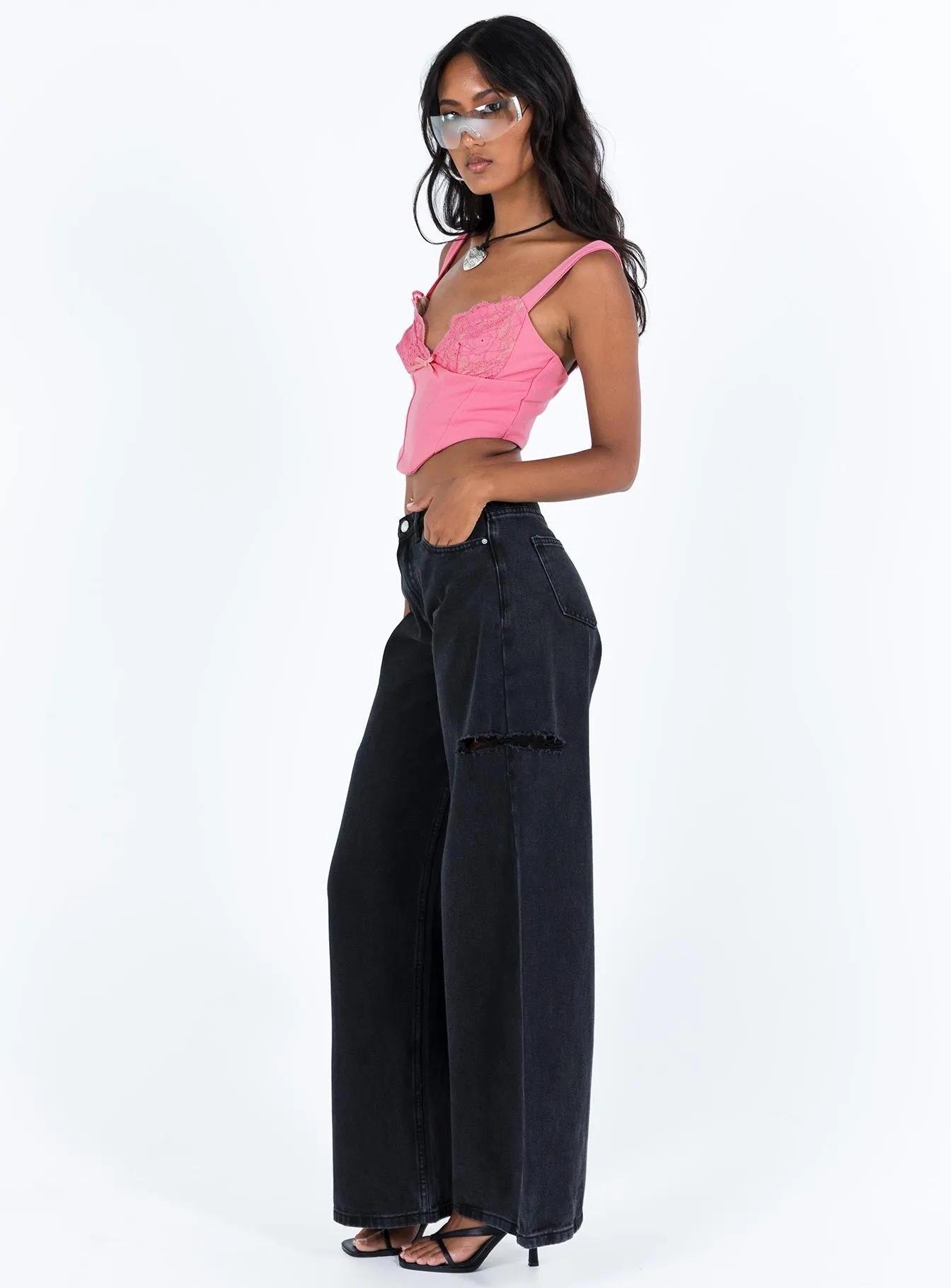 Hauge Wide Leg Jeans Washed Black Weekend Warrior Festival Outfit Smooth
