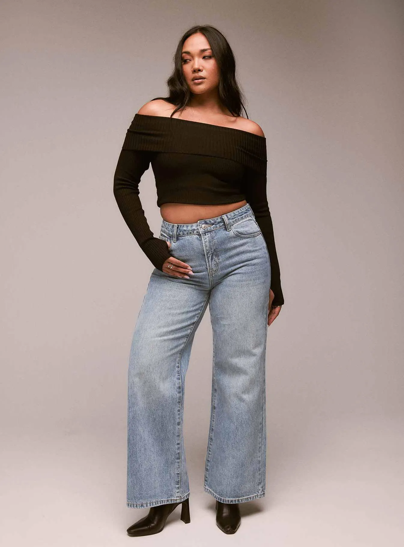 Cat Relaxed Rigid Wide Leg Jean Angel Blue Multi Pocket Design