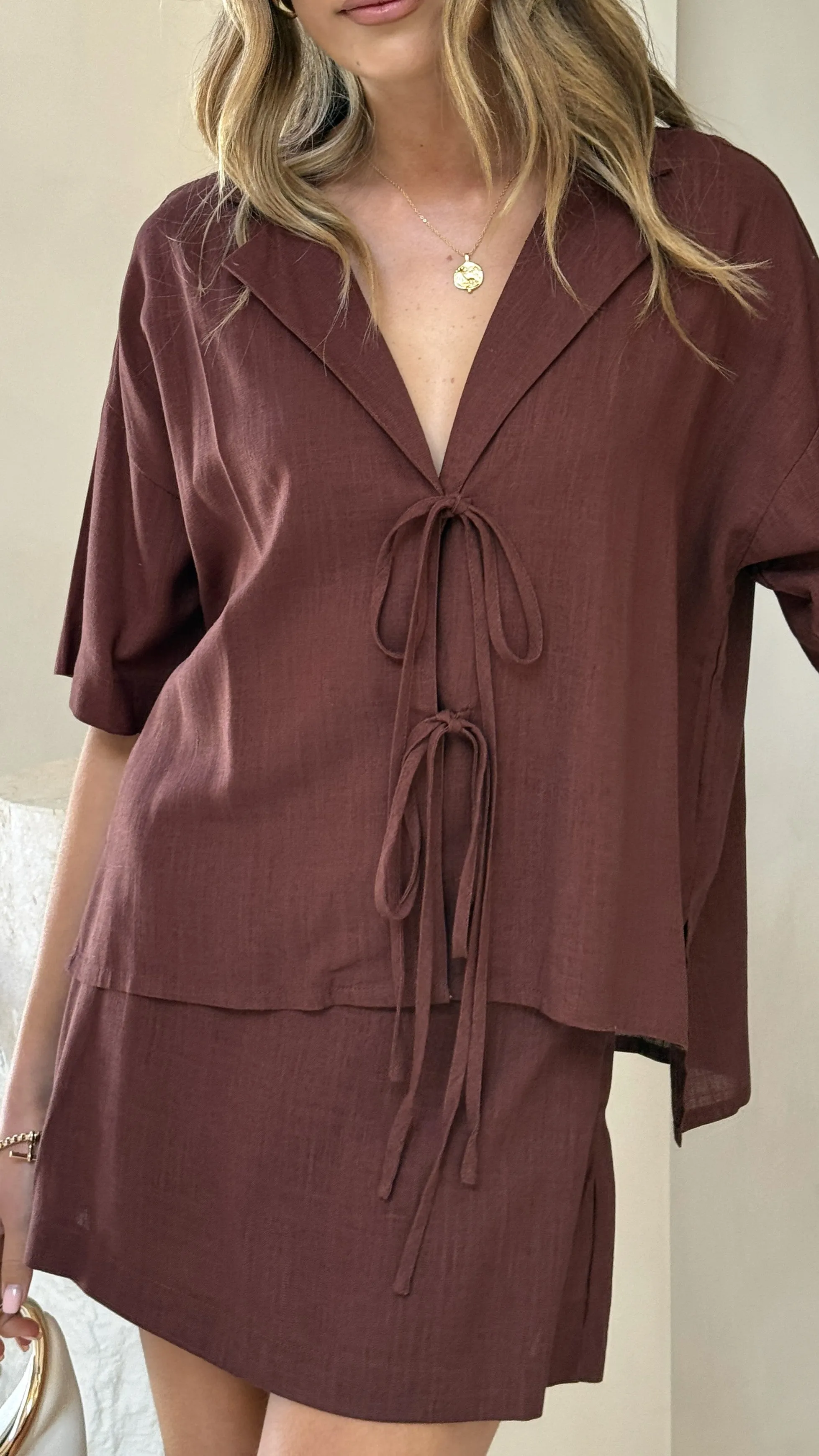 NonRestrictive Fit Louise Top - Brown