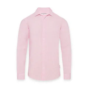 Orlebar Brown - Giles Linen TF Shirt in Pale Pink/White Teenager coolness