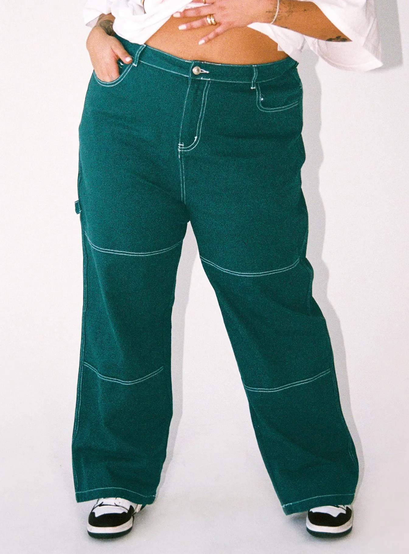 Streetwear Fan Earthy High Quality Copeland Jeans Green Curve