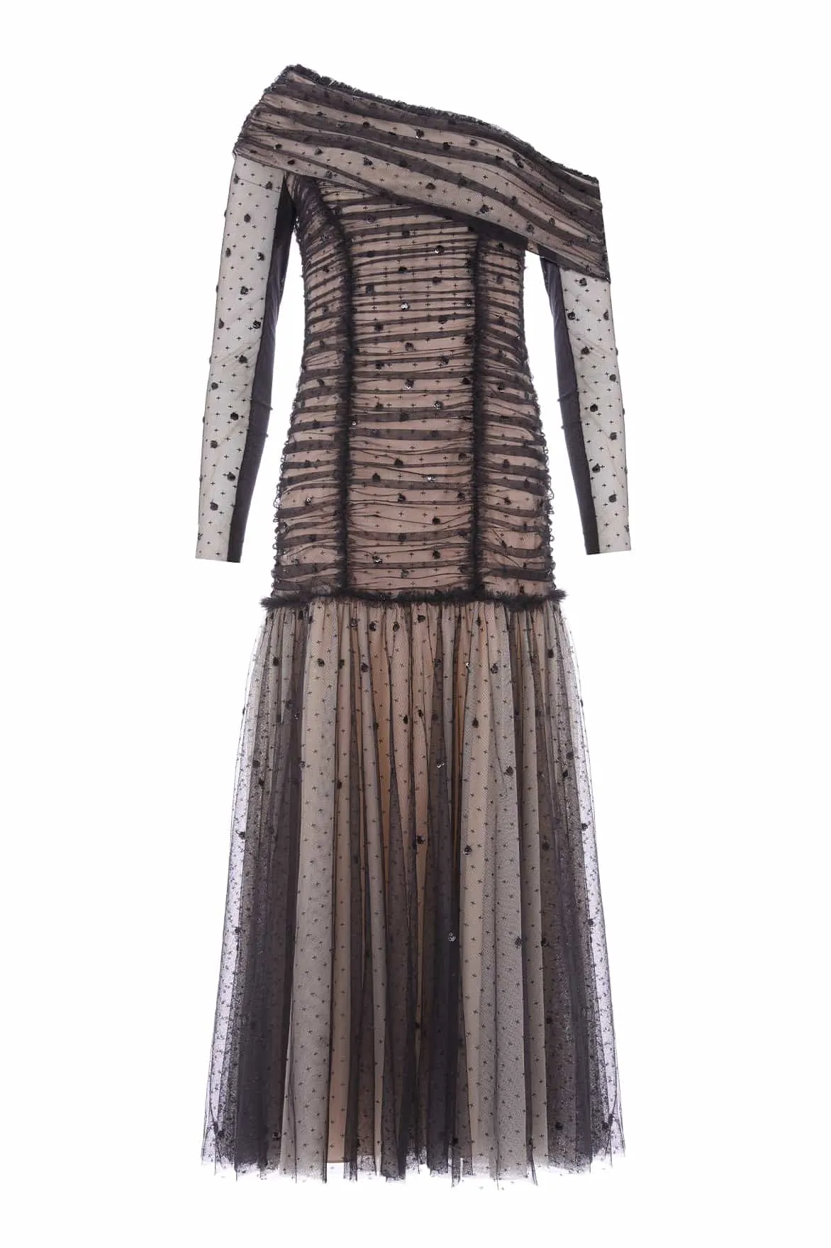 Gigi Dot One-Shoulder Rouched Gown Smart Design