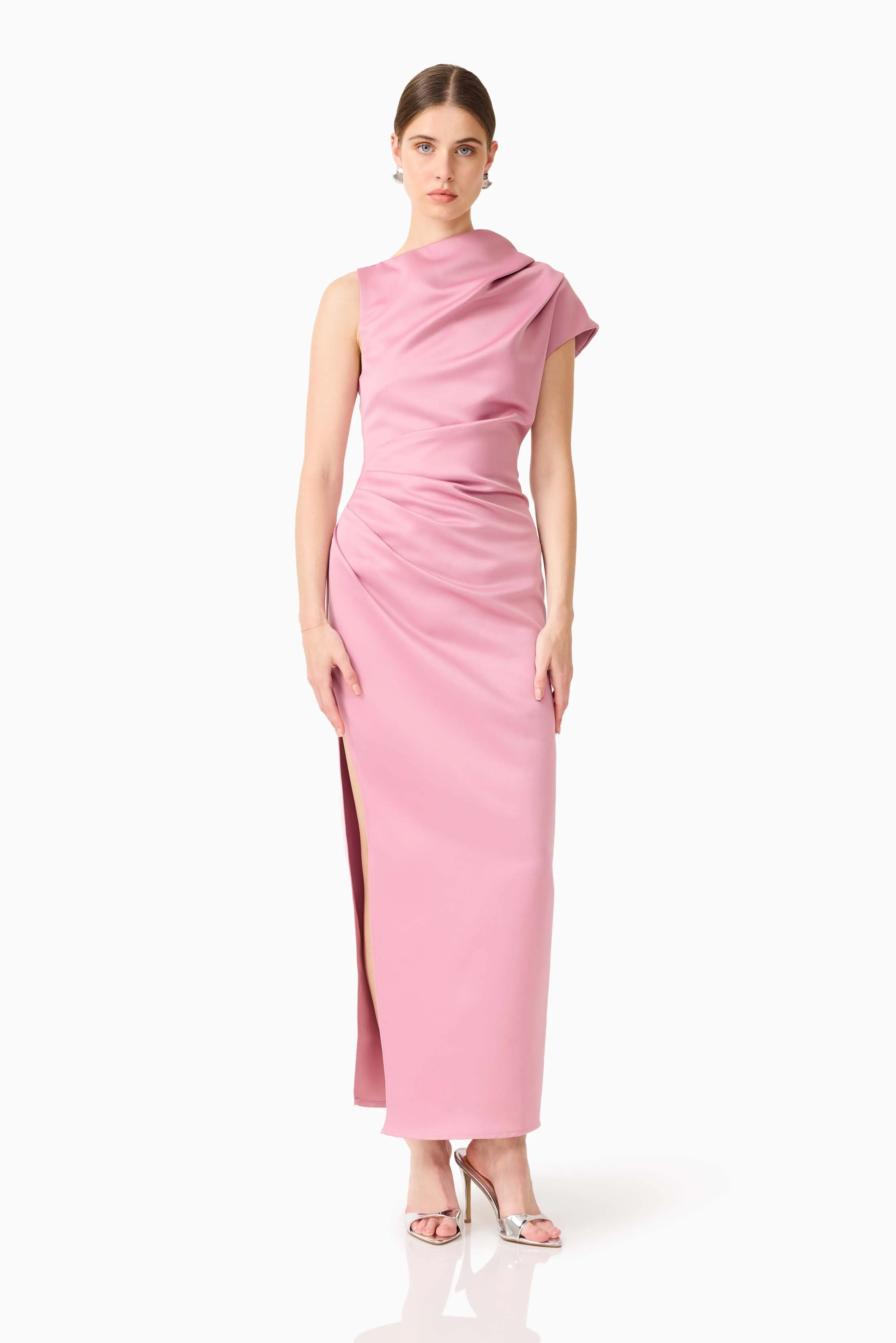 Mom Chic Printed-Fabric Coralie Maxi Gown in Pink