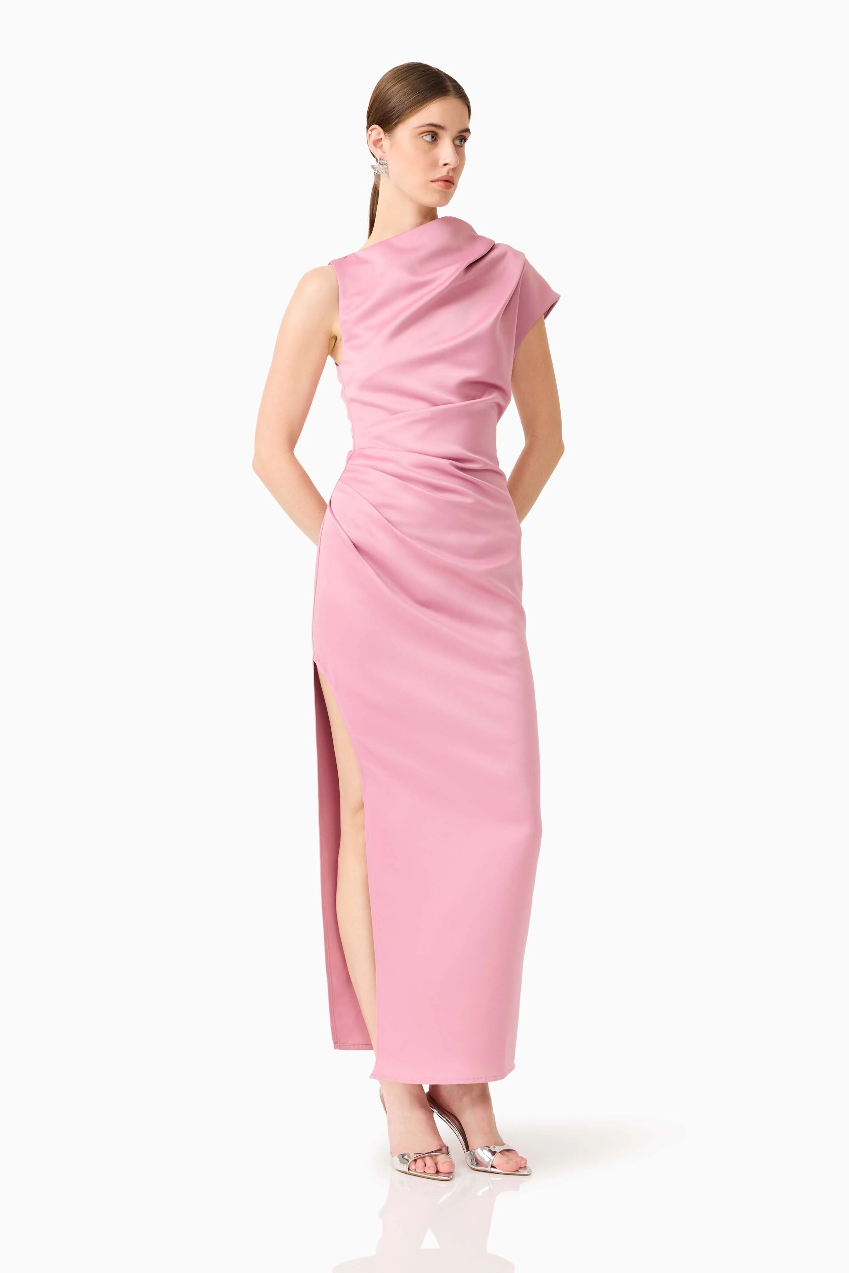 Matte-Lining Coralie Maxi Gown in Pink