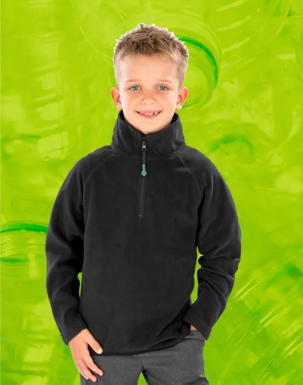 Genuine Recycled Kids Zip Neck Microfleece | BLACK Sporty Comfort