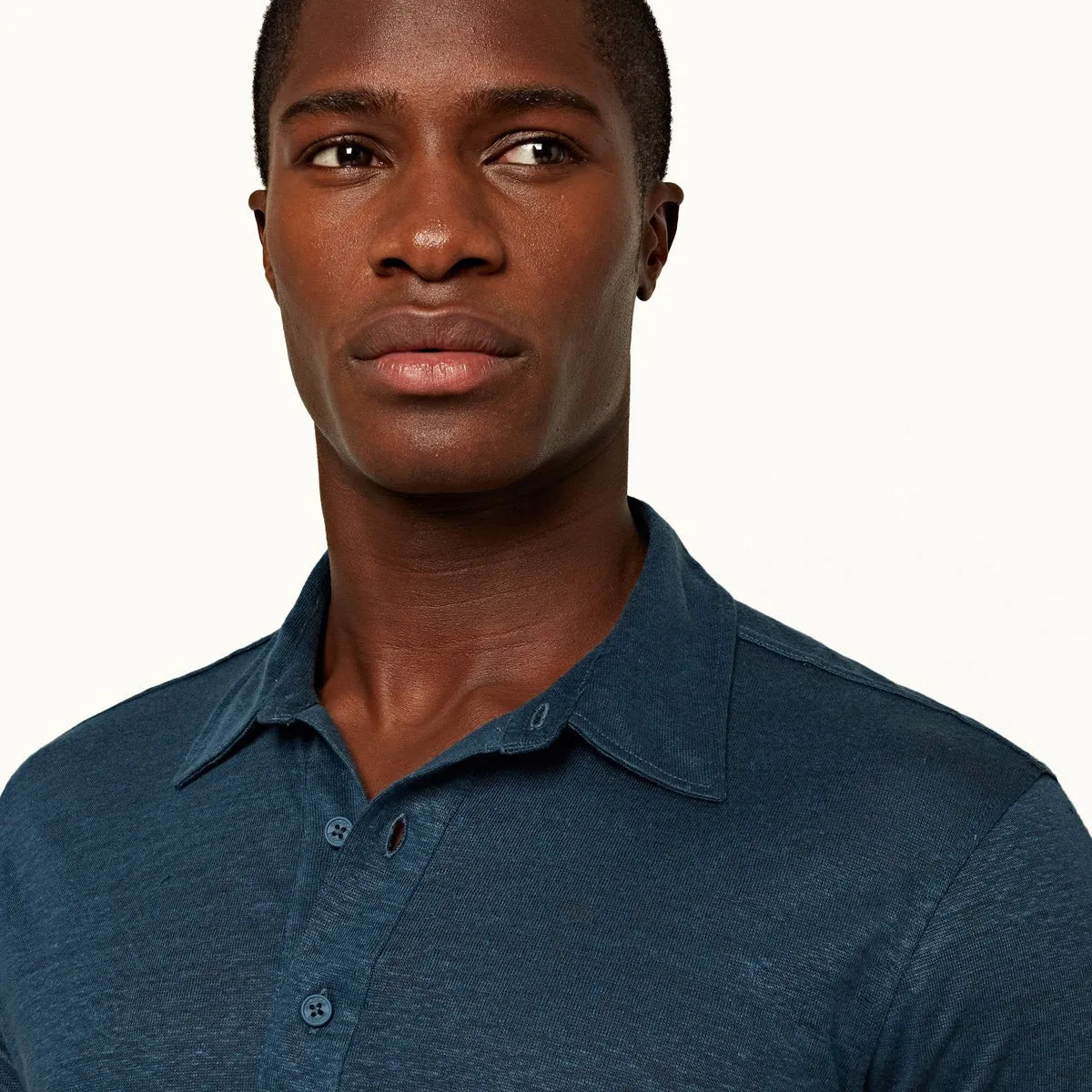 Orlebar Brown - Sebastian Linen Tailored Shirt in Blue Slate Soft Design thermal