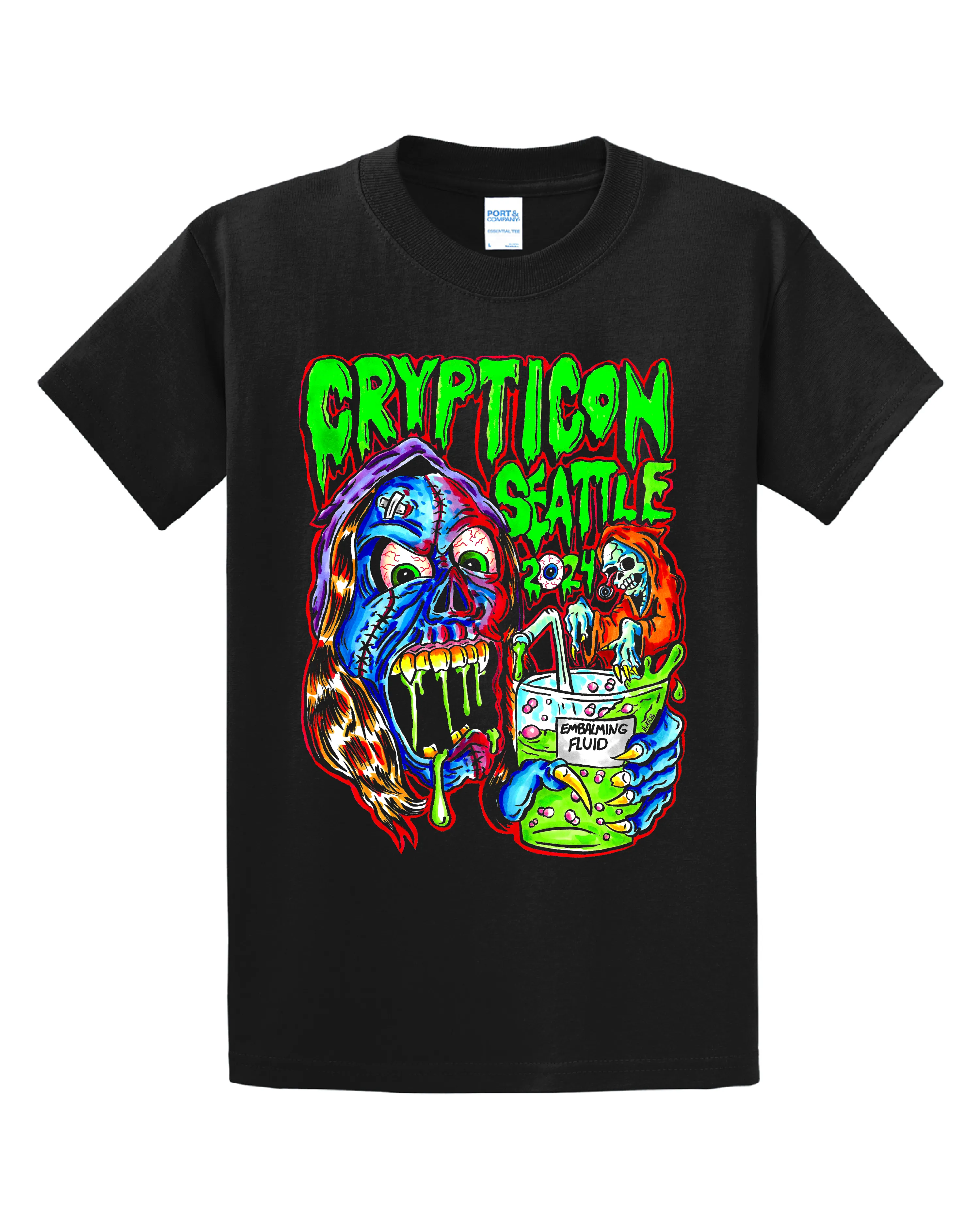 Everyday Look Wear Travel Friendly Crypticon Seattle ?? Embalming Fluid Tee