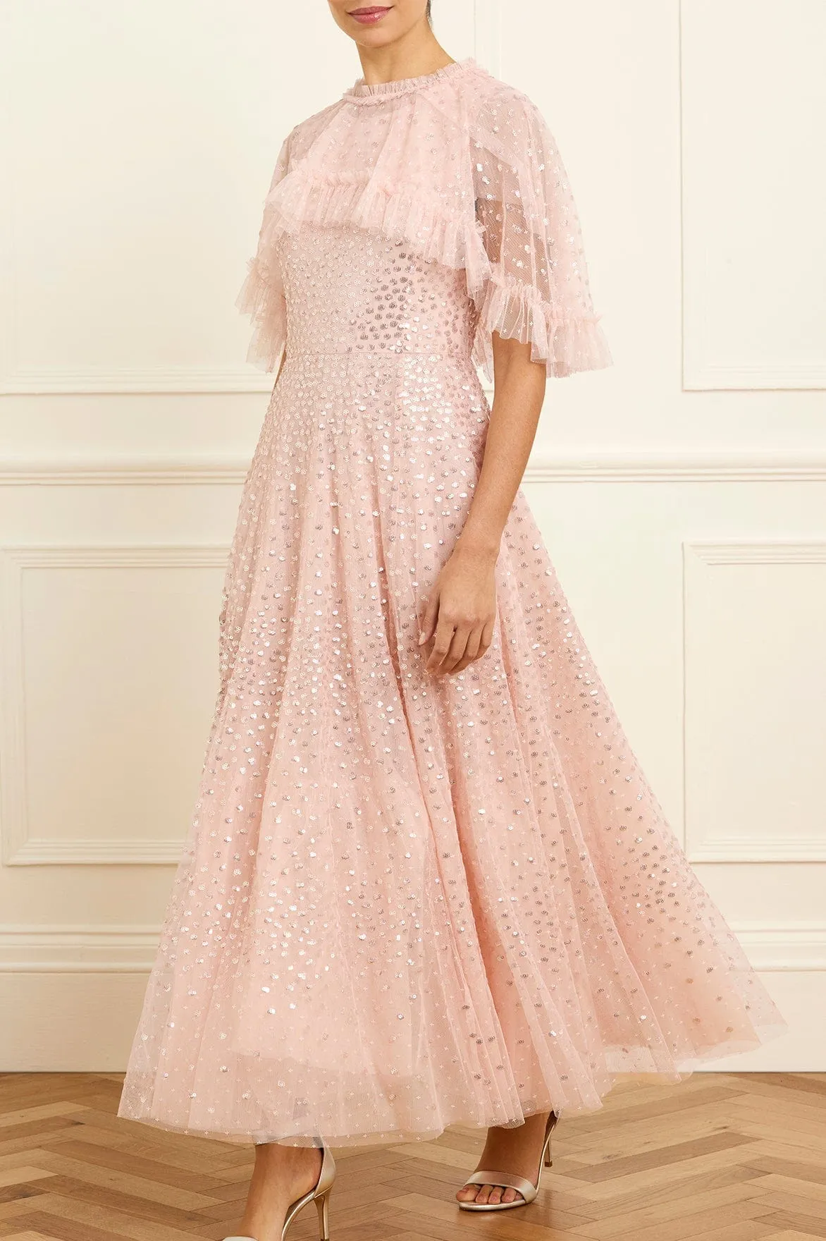 Chic Energy Scatter Dot Short Cape Ankle Gown