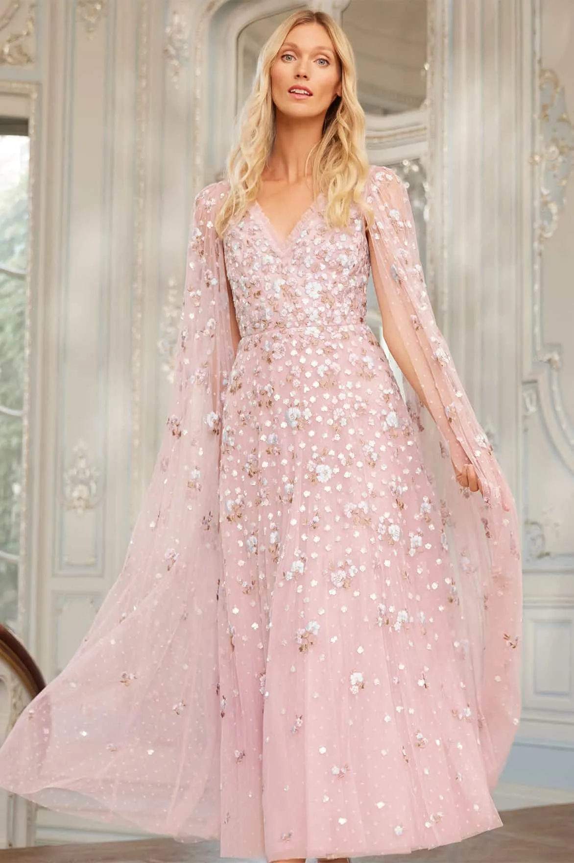 Elegant holiday wear Dahlia Ditsy Ankle Gown