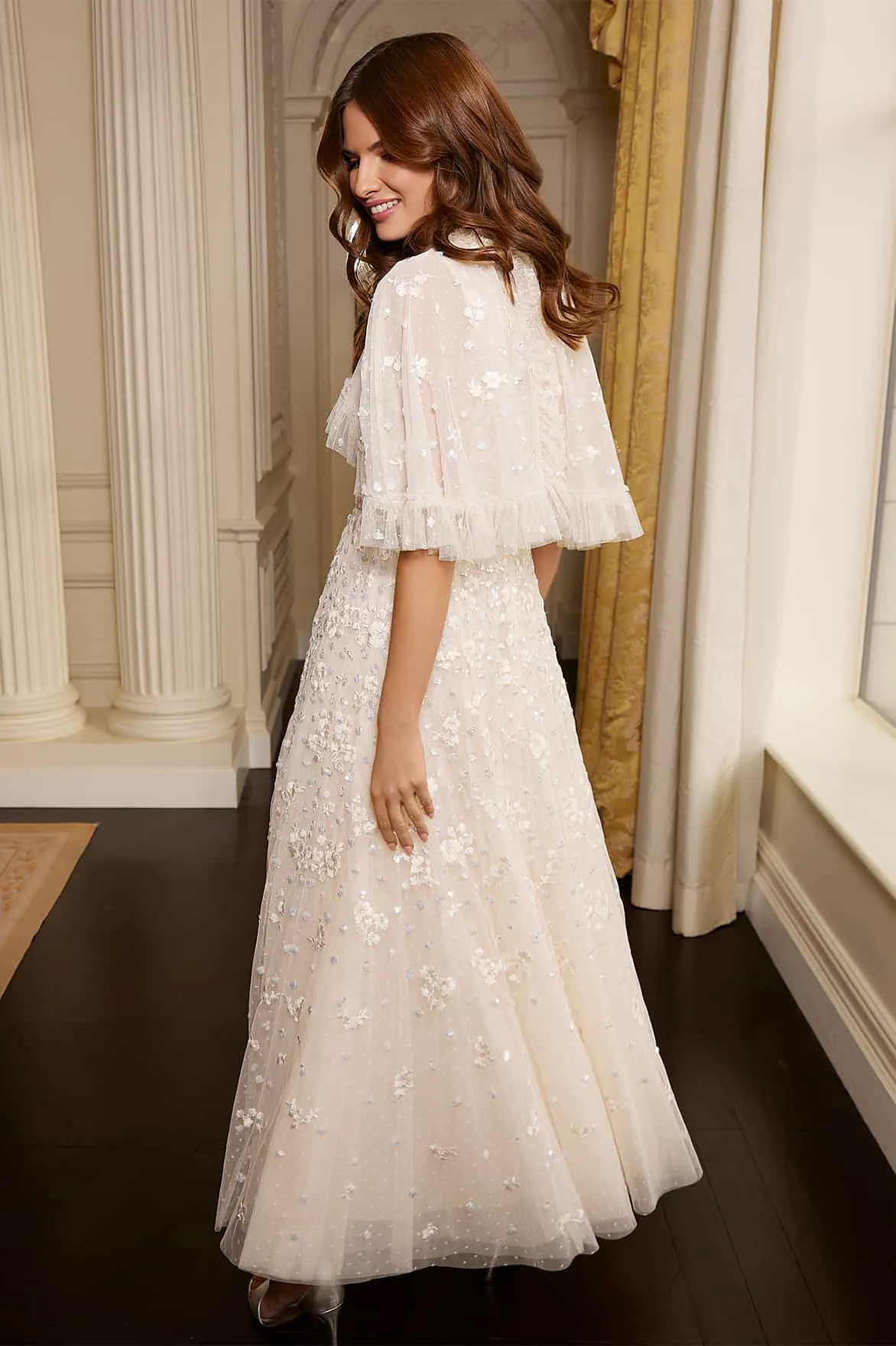 Dahlia Ditsy Short Cape Ankle Gown Full Coverage