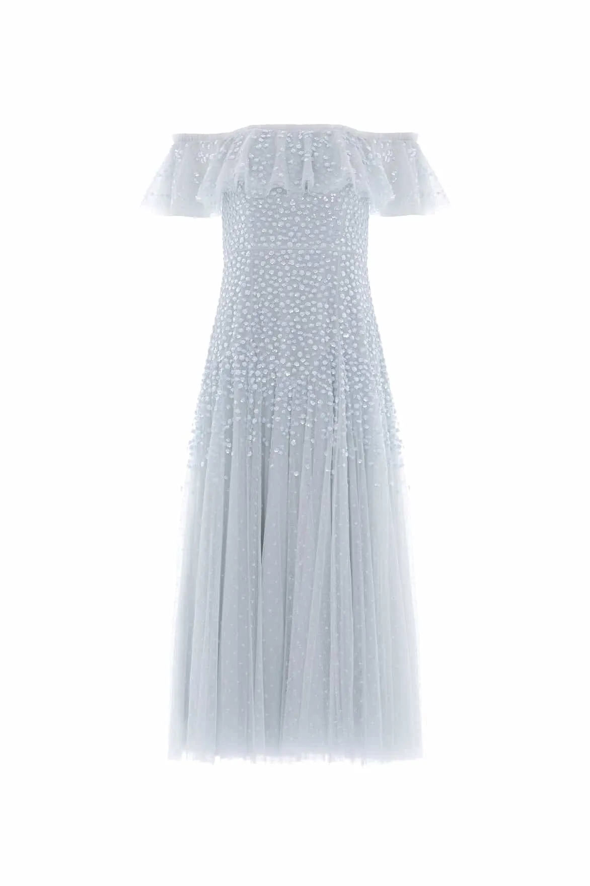 Dappled Sequin Off-Shoulder Ballerina Dress Summer Fashion