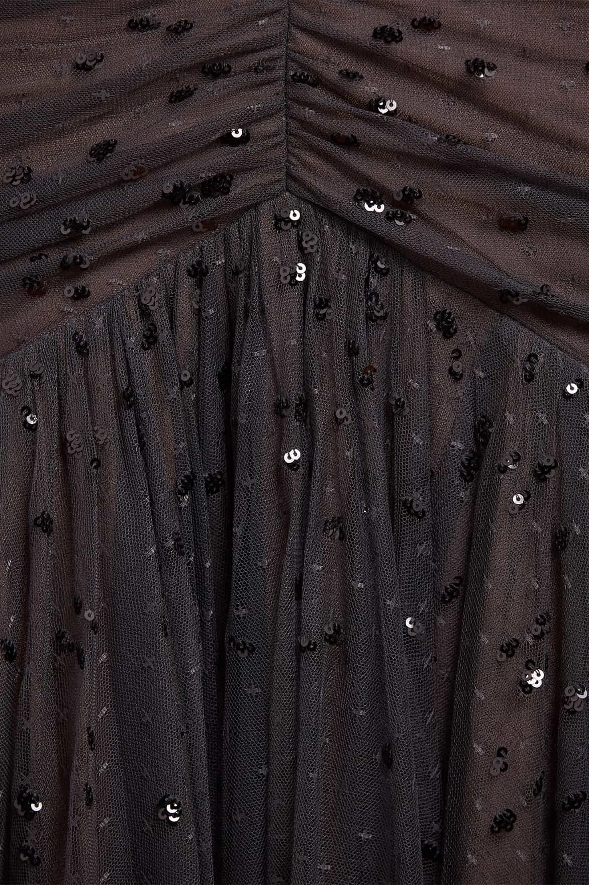 Dappled Sequin Rouched Off-Shoulder Gown Floating Shape Elegance Glow