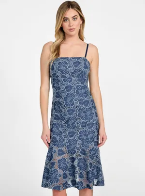 Blue Maisy Indigo Midi Dress Contrast-Lining