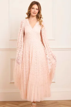 Clover Cape Sleeve Ankle Gown Soft Profile Flattering Cut