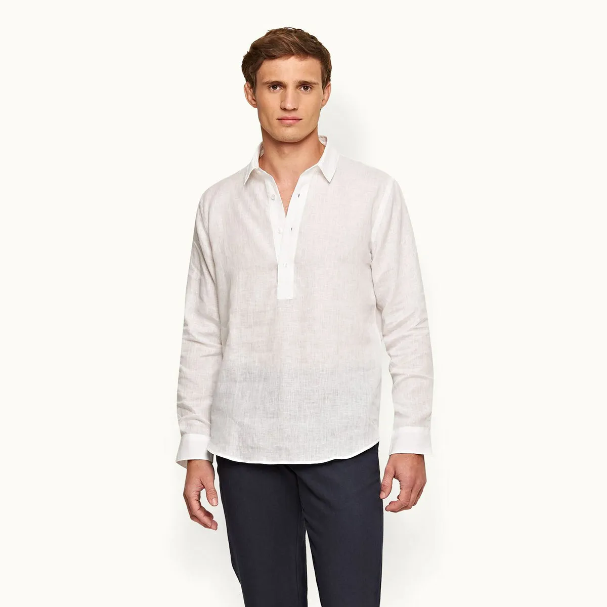 Orlebar Brown - Percy Overhead Linen Shirt in White Breathable wear