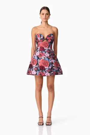 Delphine Tulip Mini Dress in Pink & Black Floral Transitional-Wear Lounge Outfit