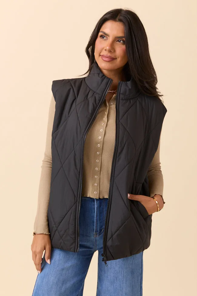 Dora Black Quilted Puffer Vest Weather Adaptive Ventilation Ethical Manufacturing