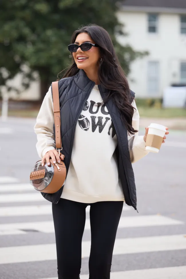 Dora Black Quilted Puffer Vest Abrasion Proof Shoulders