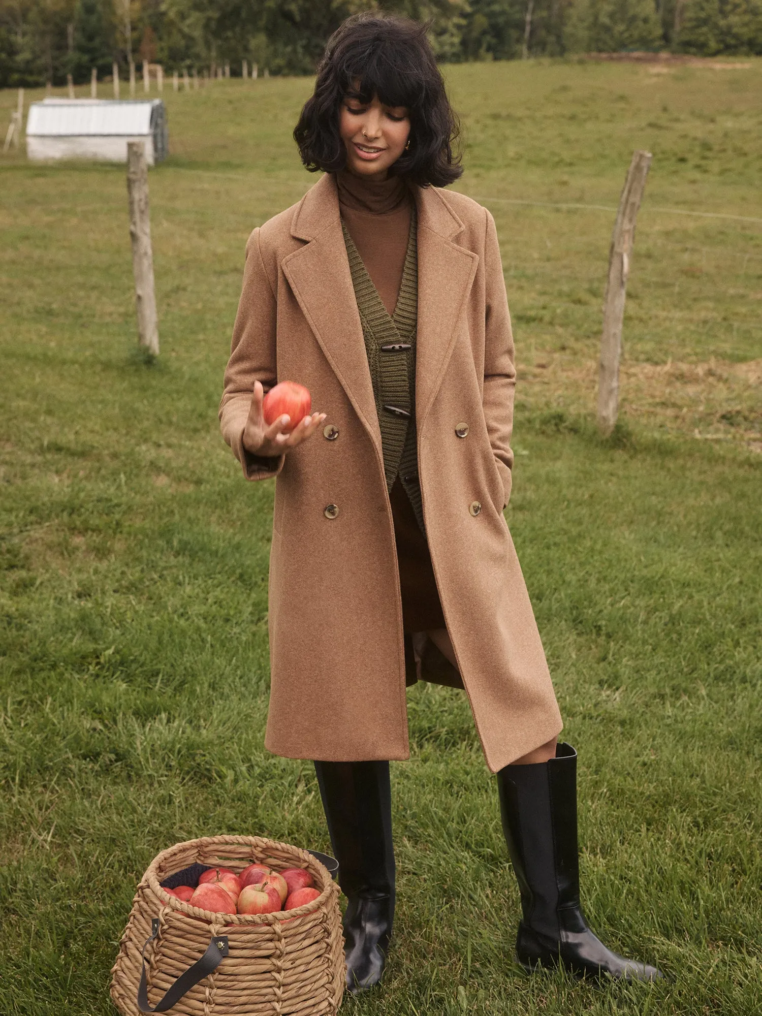 Eco Friendly Production Eco Friendly Padding Double-Breasted Mid-Length Coat