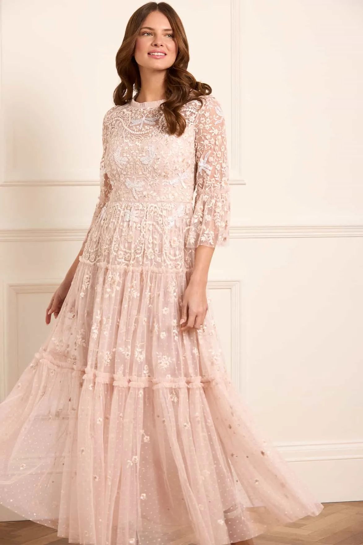 ReinforcedHem Dragonfly Garden Ankle Gown