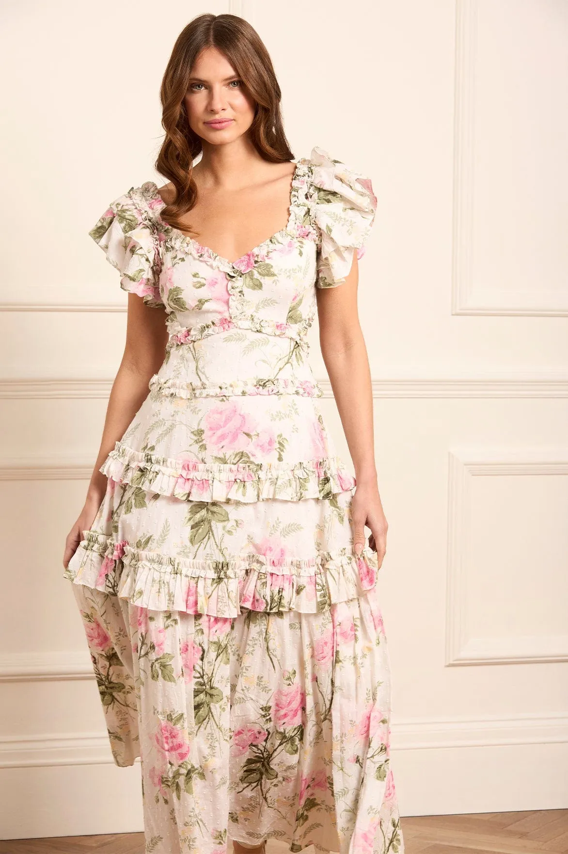 Rose Cotton Backless Ankle Gown Chic Comfort